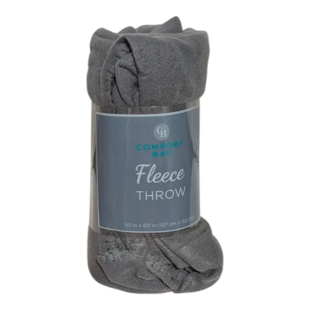 Comfort Bay Fleece Throw Blanket Gray 50x60 Soft Cozy Lightweight New